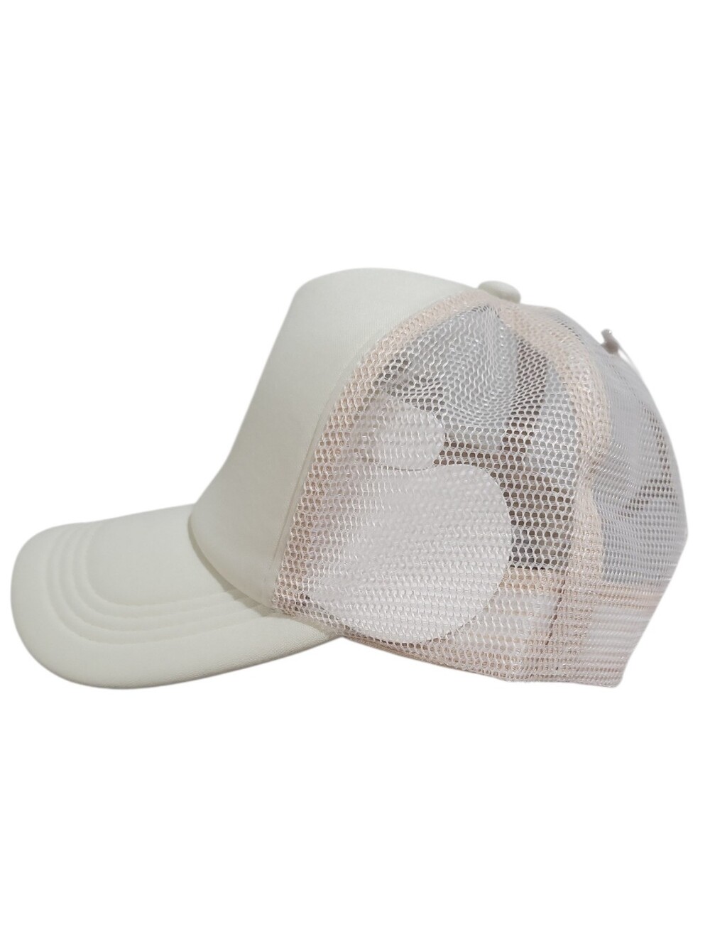 Smiley Face Embroidered Foam Adjustable Trucker Hat New Cream Tan Unisex - Picture 3 of 7